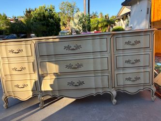 French Provincial Dresser with Mirror & Nightstand