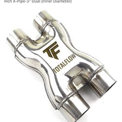 TotalFlow Natural Finish TF-SS3030 409 Stainless Steel X-pipe 3 Inch Inner Diameter 
