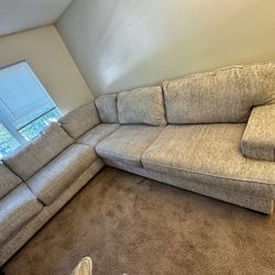 Large 3-Piece Sectional Couch – Beige, Deep Seating