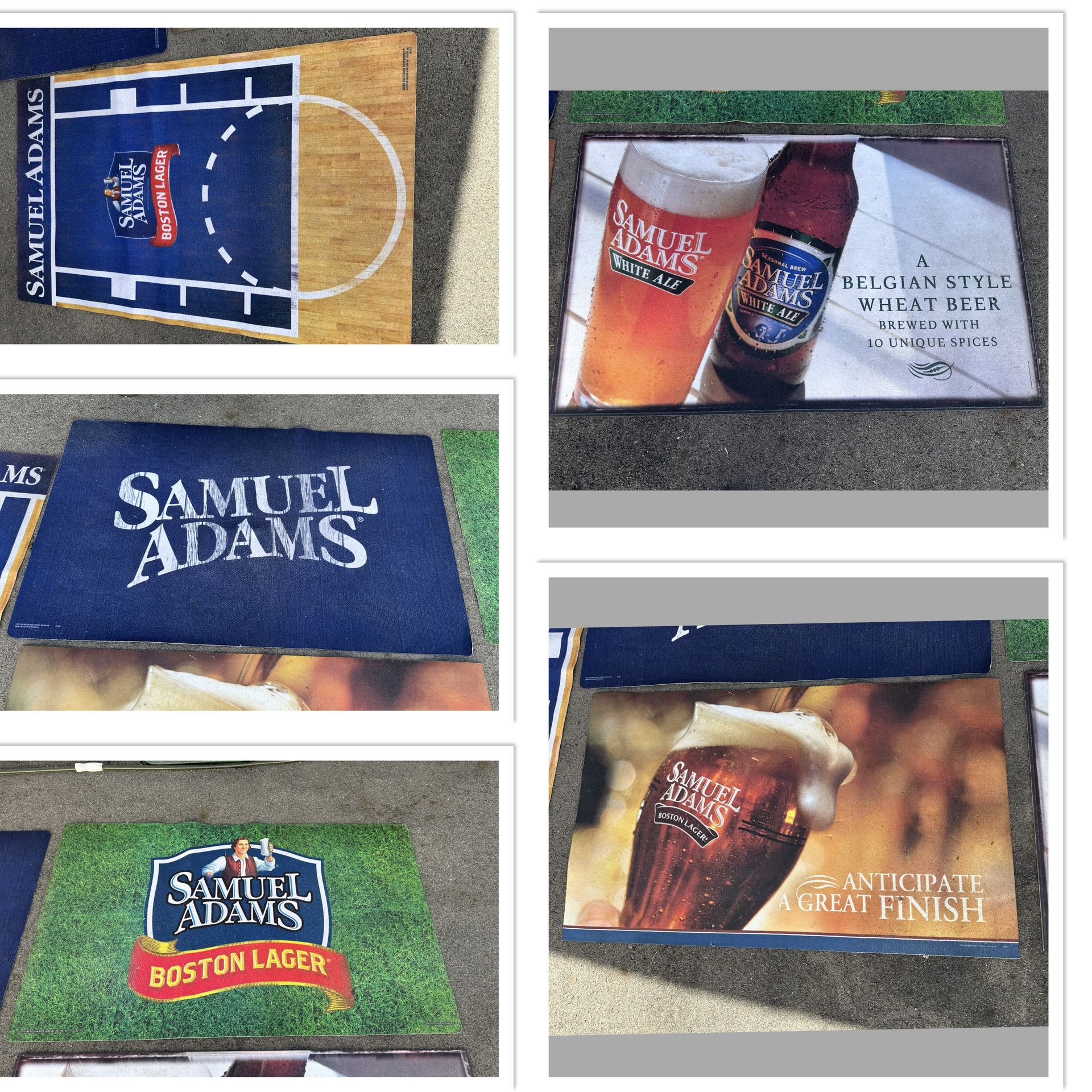 5 QTY SAMUEL ADAMS BRAND FLOOR MATS ~ PREOWNED 60x36 appx π₯π₯