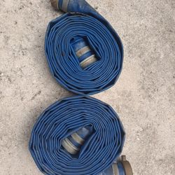 Flat flat hose discharge pool pump, Is male and female connections. 49'