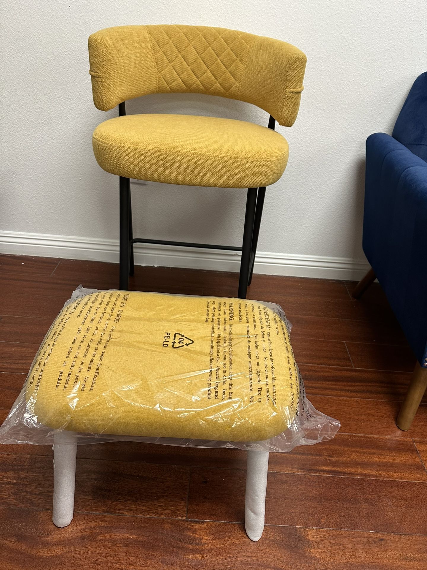 Yellow Bar Stool With Feet Stand