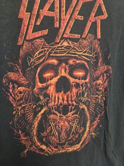 Slayer Crown of Thorns Red Skull on Black T Shirt  Music Band Shirt 