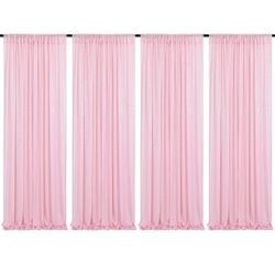 4Pcs 2Ft x 8Ft Pink Sequin Backdrop Curtains, Glitter Photography Background, Sequence Xmas Thanksgiving Backdrop (Pink, 4 pcs-2ftx8ft)