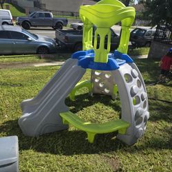 Kids Climb On Slide