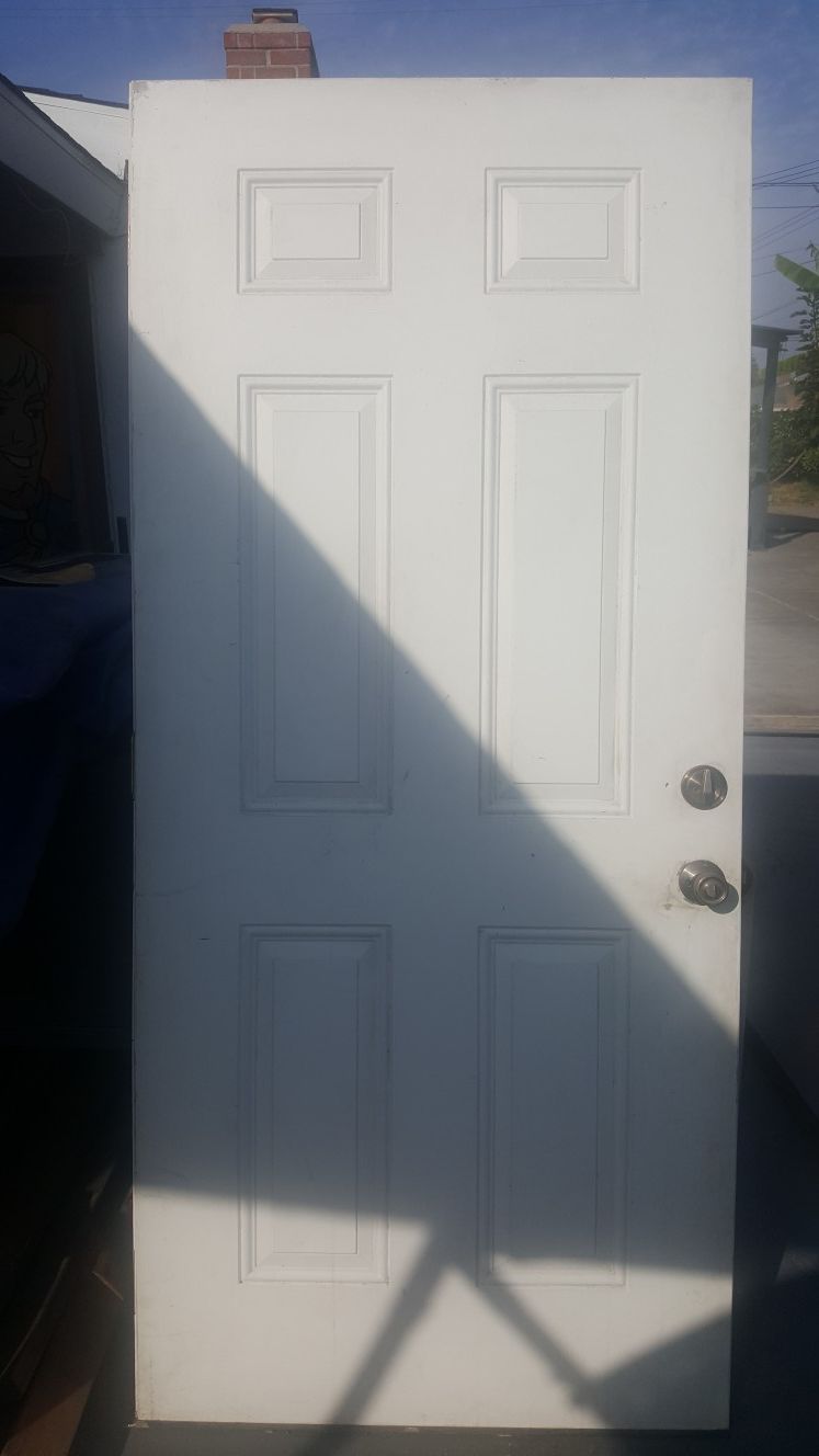 36in. 6 panels metal exterior door solid core for entrance, garage ...