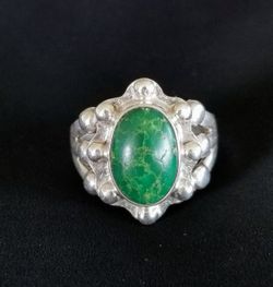Sterling Silver & Green Turquoise Ring