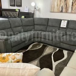 Power Reclining Sectional w/ Console & USB – $1450