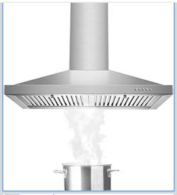 Range Hood, Range Hoods 30 inch Stainless Steel, 450 CFM Kitchen Hood with LED Light Baffle Filters, 3 Speed Exhaust Fan Vent Hood