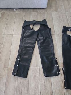 Genuine motorcycle leather chaps.