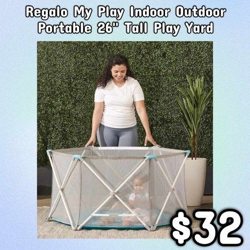 New Regalo My Play Indoor Outdoor Portable 26" Tall Play Yard: Njft