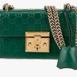 Gucci Green Guccissima Leather Small Padlock Shoulder Bag