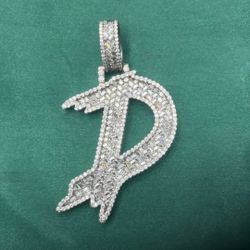INITIAL D VVS D Moissanite Sterling Silver Pendant