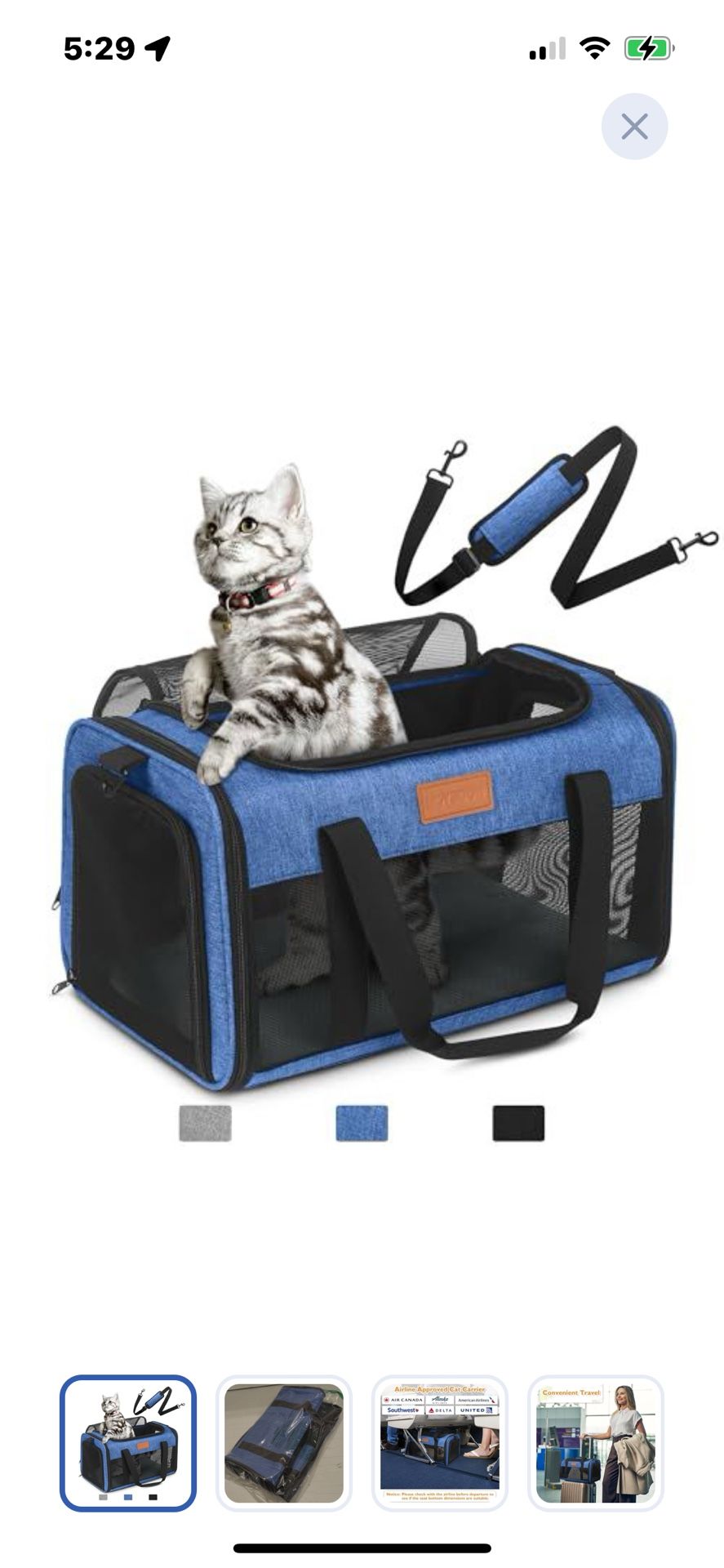 “New”TSA Approved Pet Carrier W/mat,shoulder Strap(15lb Limit)top Opens/zipper Front(breathable Mesh)shoulder Strap(retail49)