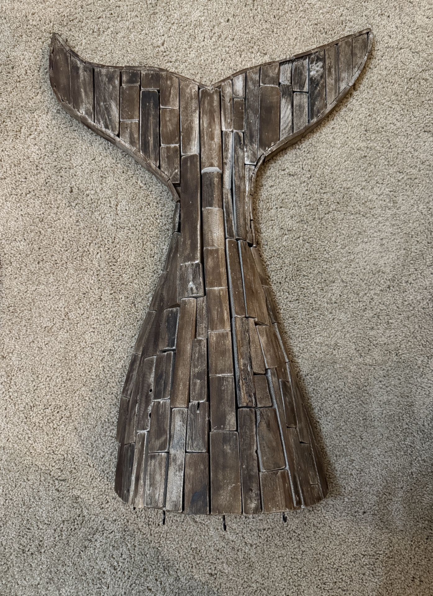 Wooden whale tail decor