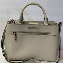 Michael Kors Medium Satchel Leather in Cream and Gold