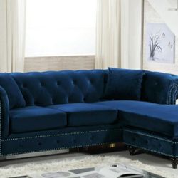 Sabrina Velvet Reversible Navy Sectional

