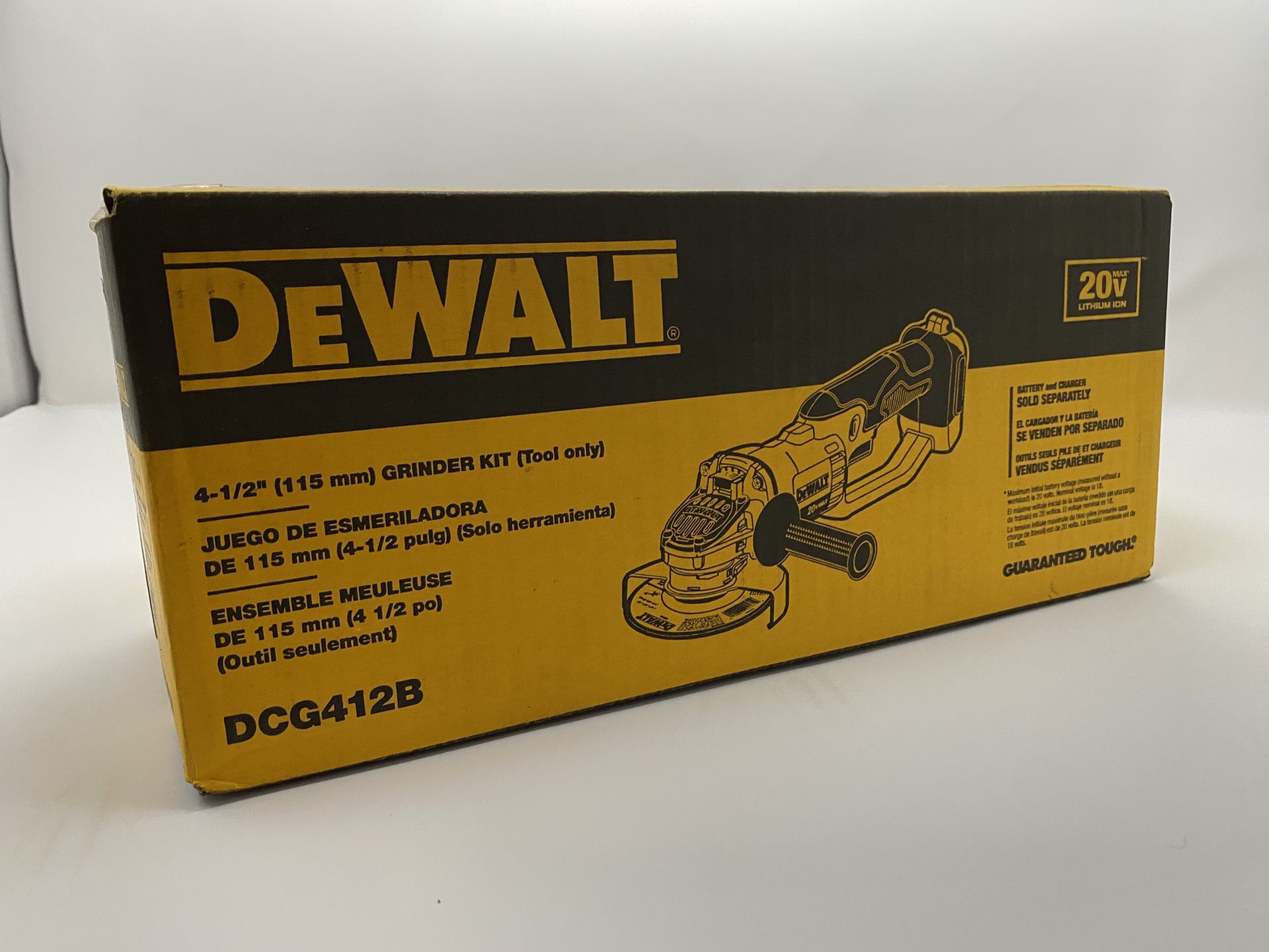 DEWALT DCG412B 4.5-in 20-volt Max Trigger Switch Cordless Angle Grinder