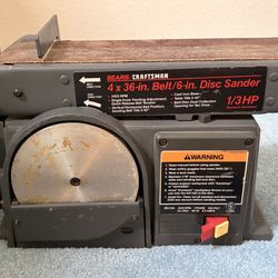 Sears/Craftman 4x36-in Belt/ 6 in. Disc Sander And 16” Variable Speed Scroll Saw