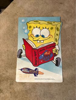 Vintage SpongeBob SquarePants Jimmy Neutron Walmart Promotional Cardboard Poster 35 x 23