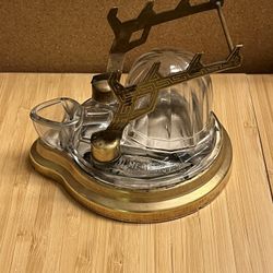Beautiful Rare Finds Antique 1800s  Brass Inkwell Pen Holder Patented June 18/ 1872 Glass Dome Holder