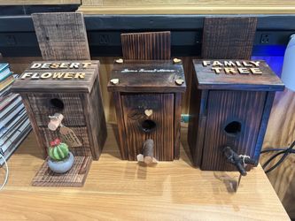 Handmade Rustic Wooden Birdhouses Set of 3