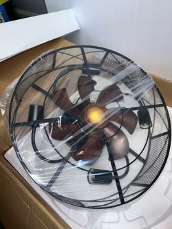 Industrial Cage Ceiling Fan with Light