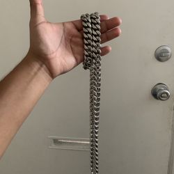 stainless steel cuban link set (18mm)