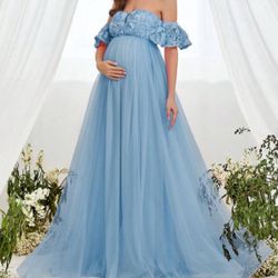 Blue Maternity Dress Size Small 