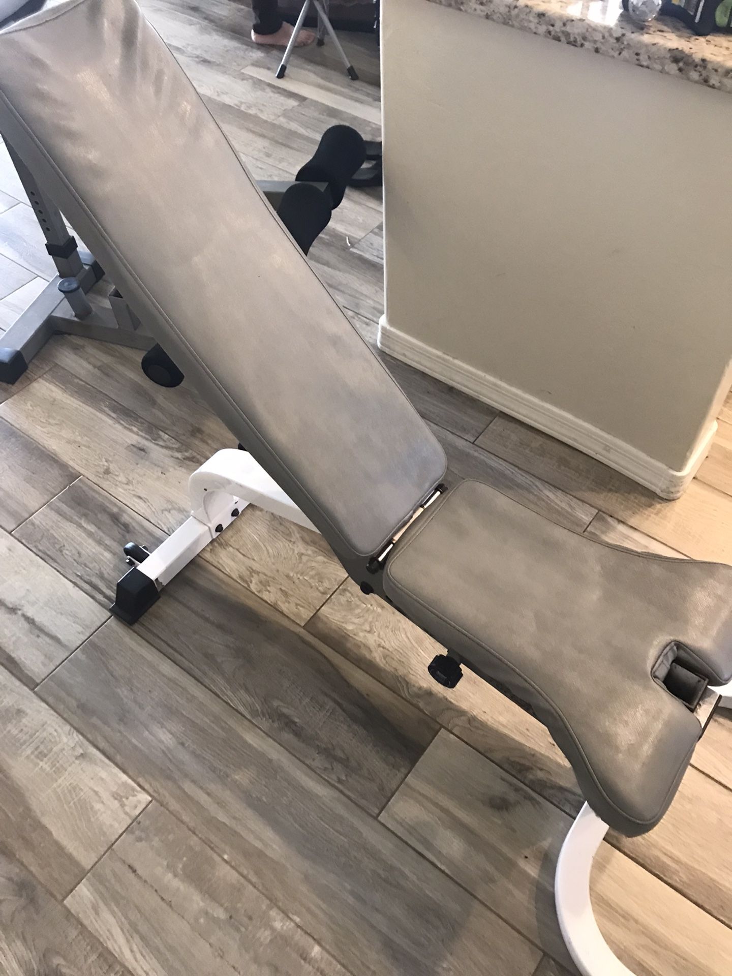 Adjustable Gym Bench With Leg Curl And Concentration Curl Attachments 