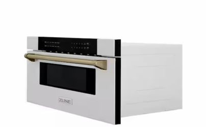 ZLINE Kitchen and Bath Autograph Edition 30 in. 1000-Watt Built-In Microwave Drawer in Stainless Steel & Champagne Bronze Handle