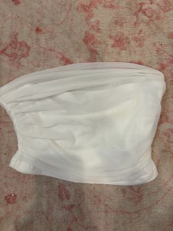 White Mesh Strapless Crop Top