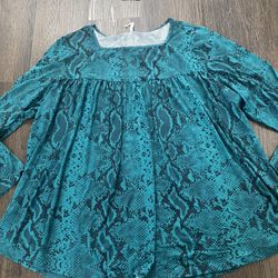 NEW Womans Teal Blue And Black Long Sleeve Shirt Size 4x By Pevrl #3