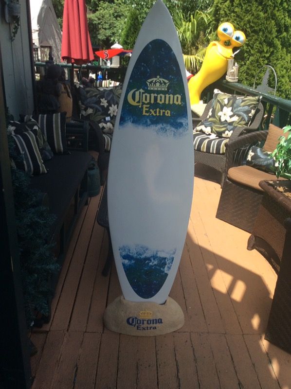 Corona beer display surfboard with stand for Sale in Tacoma, WA