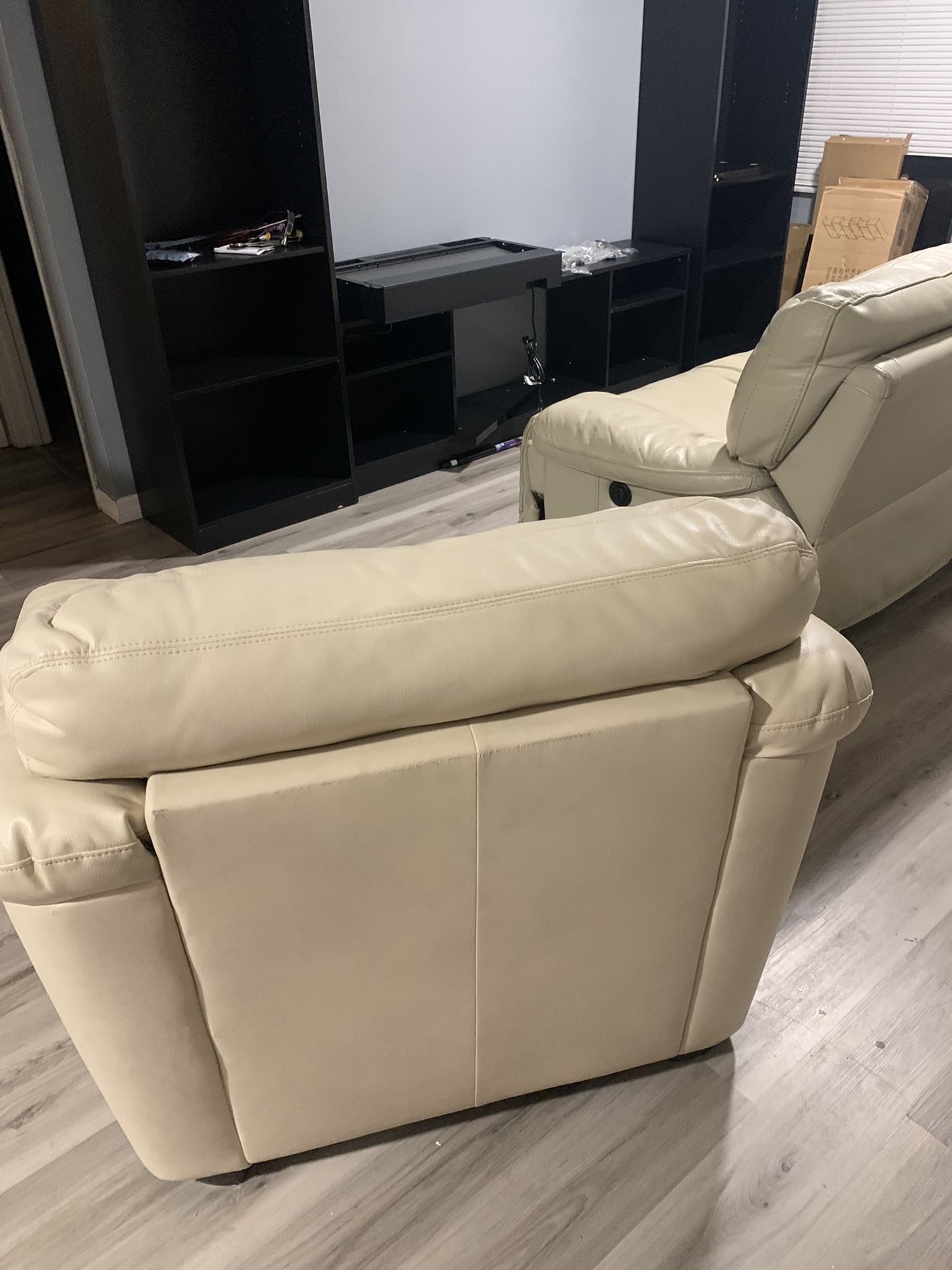 Really Nice Beige leather Chair And Reclining Sofa