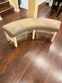 Free Wood & Linen Curved Bench