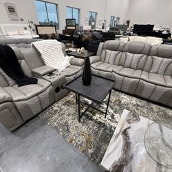 3 Piece Grey Reclining Living Room Set