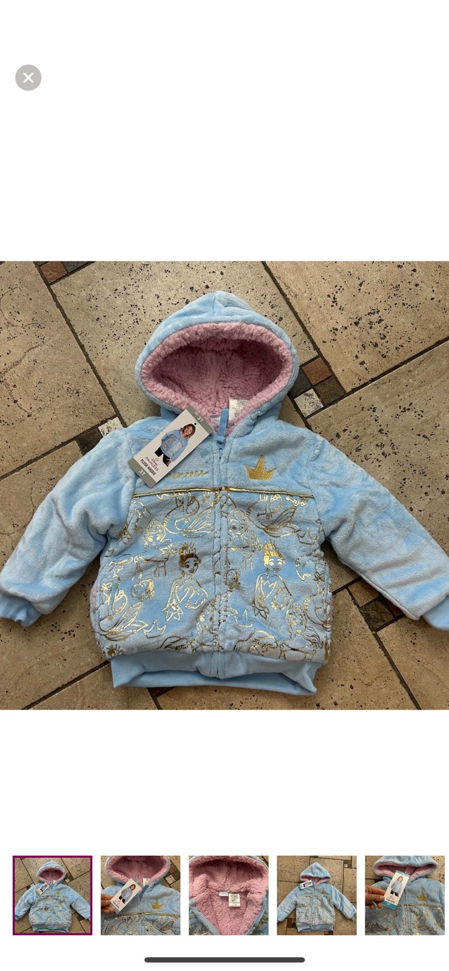 NWT Disney Princess plush hoodies Size 3T