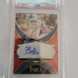 2024 Select Brandon Aubrey Red Prizm Signature Auto #/75 PSA 9