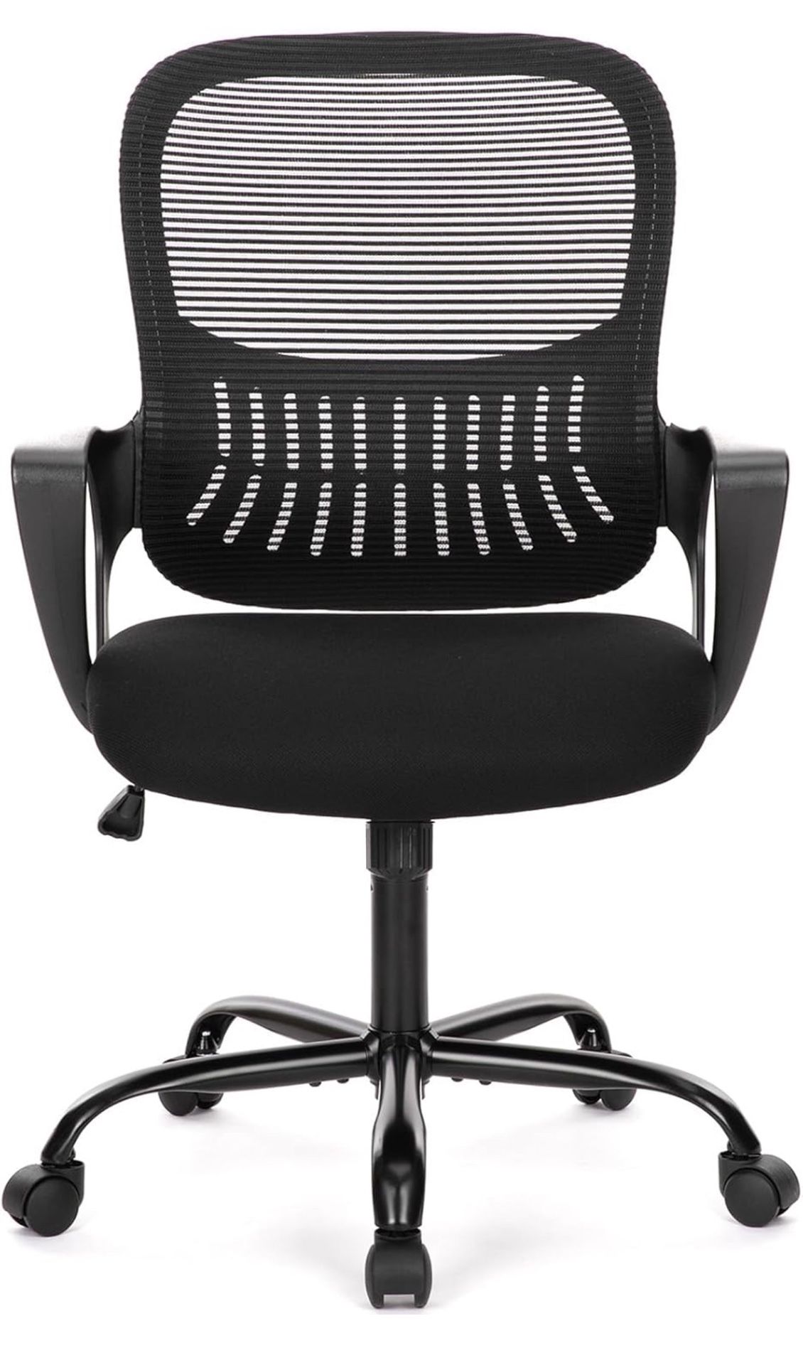 Home Office Computer Desk Chair, Ergonomic Mid-Back Mesh Rolling Work Swivel Task Chairs with Wheels, Comfortable Lumbar Support, Comfy Arms for Bedro
