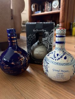 Empty Grand Mayan Tequila Decorative Ceramic Bottles – Set of 3