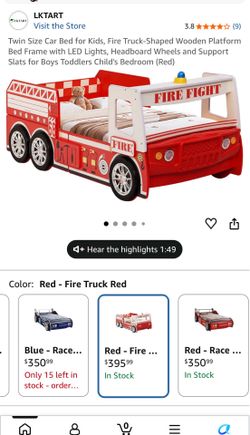 Fire truck toddler bed