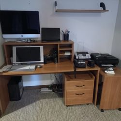 Home Office Desk With Filing Cabinet - 3 Piece