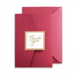 “Thank You” Greeting Card with Envelope, Red & Navy