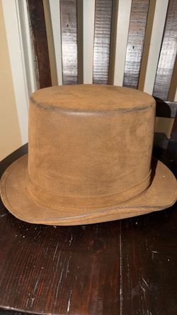 Brown leather top hat