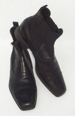 Near New Emporio Armani Smooth Black Leather Pull up Ankle Boots Sz 42.5 - 9.5 US Sz