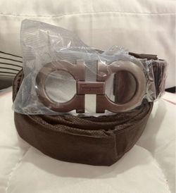 Ferragamo Gancini Belt Brown Leather