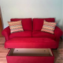 Loveseat Sofa (full) and Matching Storage Ottoman 