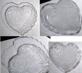heart-shaped love romantic theme scalloped rose crystal candy dish or ash tray or trinket bowl