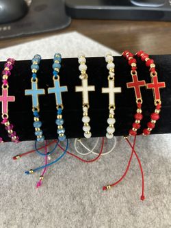NEW BEADED BRACELETS WITH CROSS ADJUSTABLE 